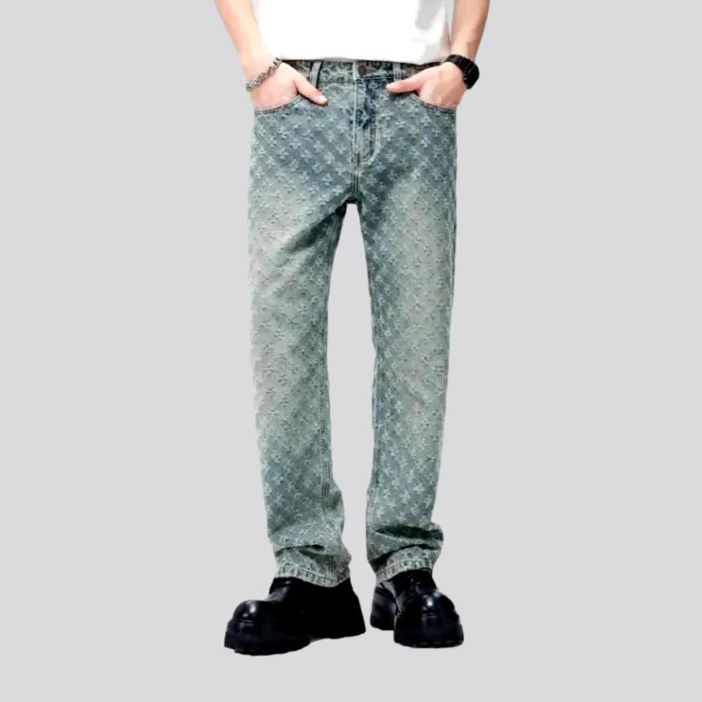 Mid-waist embroidered jeans
 for men | Jeans4you.shop