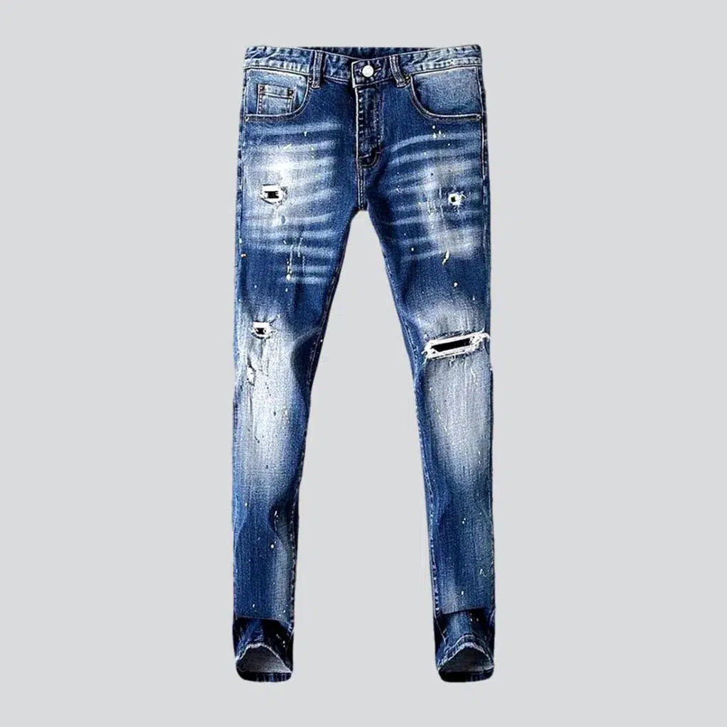 Mid-waist paint-splattered jeans
 for men | Jeans4you.shop