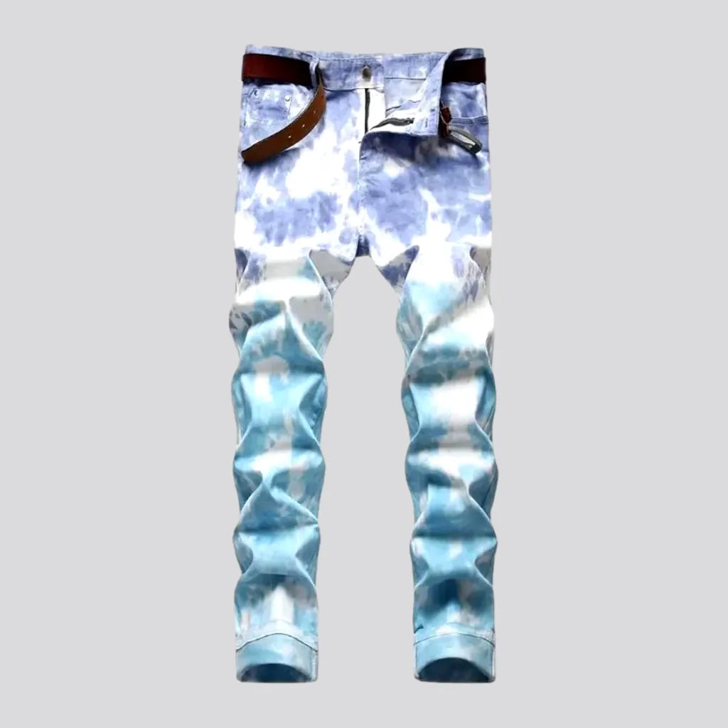 Mid-waist tie-dyed jeans
 for men | Jeans4you.shop