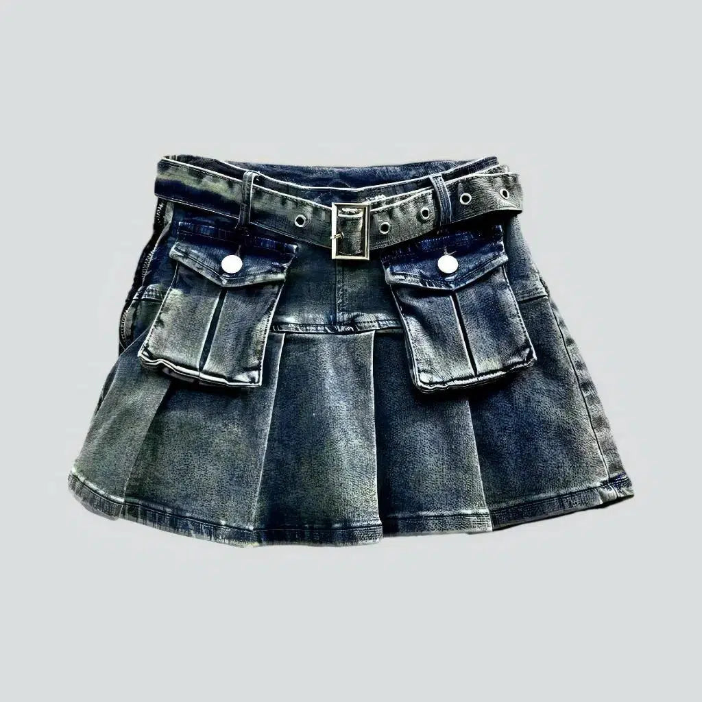 Mini mid-waist denim skirt | Jeans4you.shop
