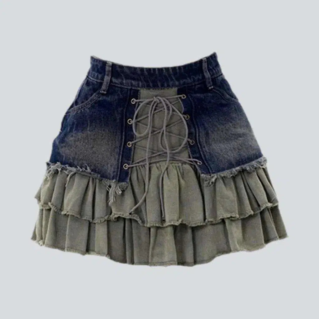 Mixed-fabrics women's denim skirt | Jeans4you.shop