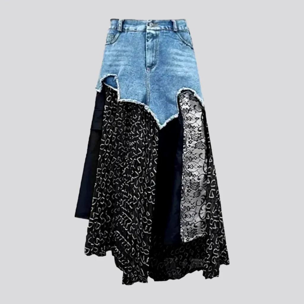 Mixed-fabrics women's jean skirt | Jeans4you.shop