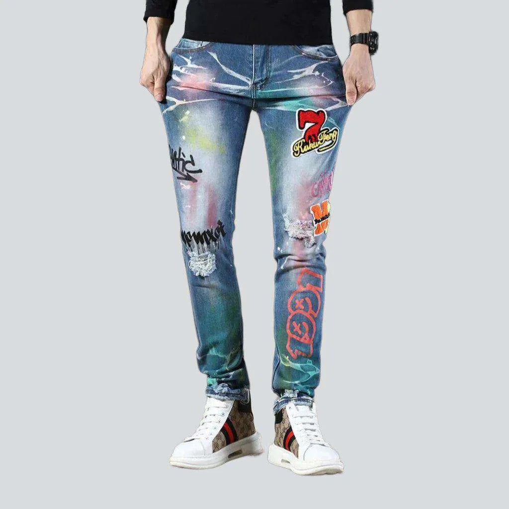 Neon color print men's jeans | Jeans4you.shop