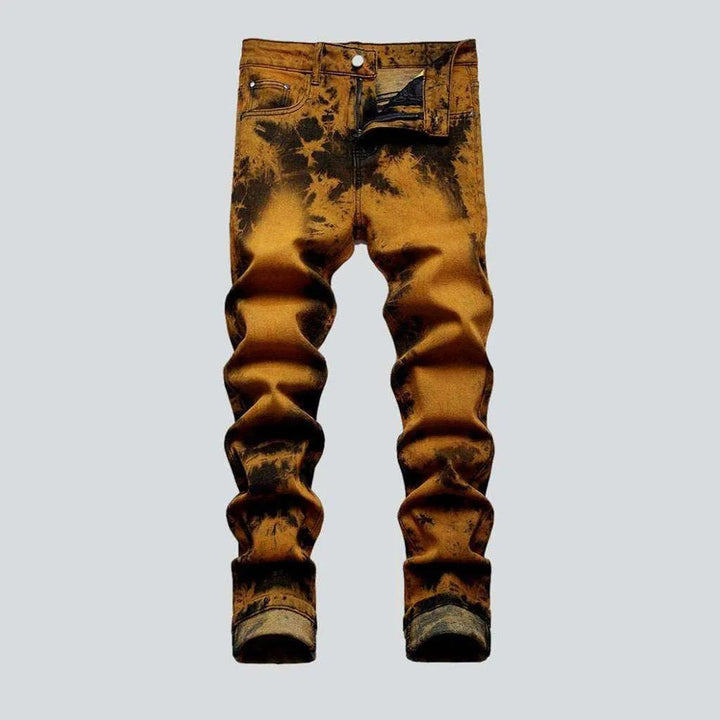 Orange over-dyed men's jeans | Jeans4you.shop