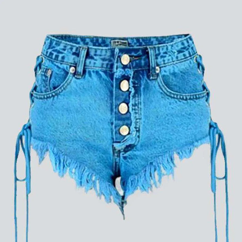 Over-dyed denim shorts with drawstrings | Jeans4you.shop