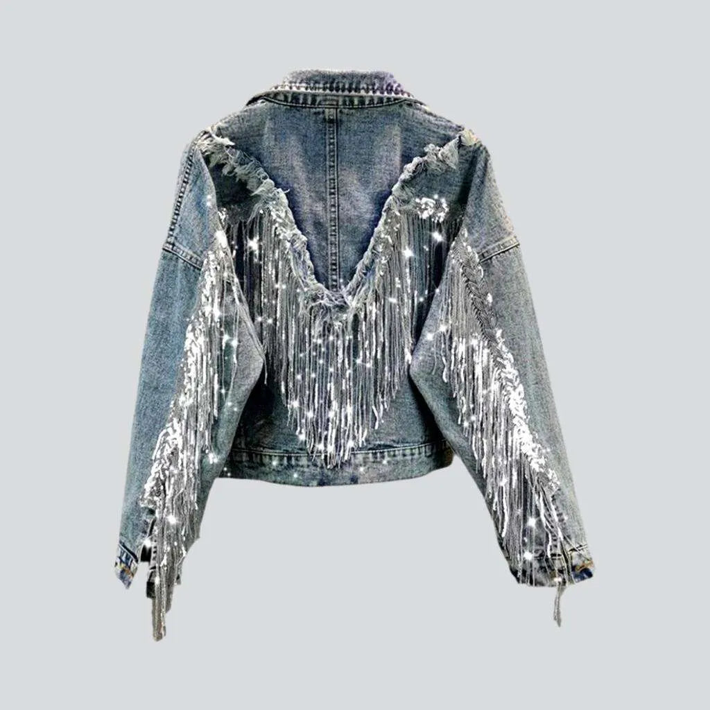 Oversized fringe denim jacket
 for women | Jeans4you.shop