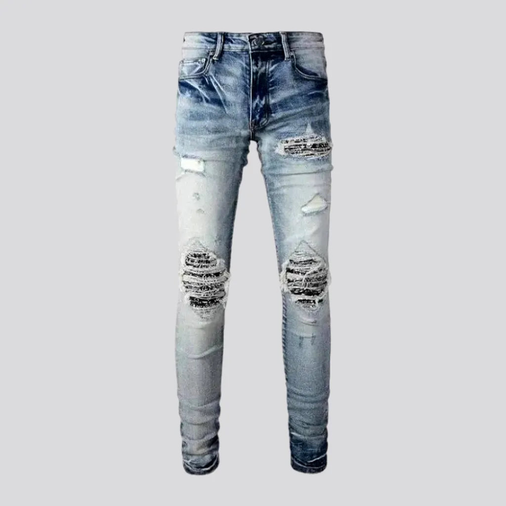 Patchwork men's whiskered jeans | Jeans4you.shop