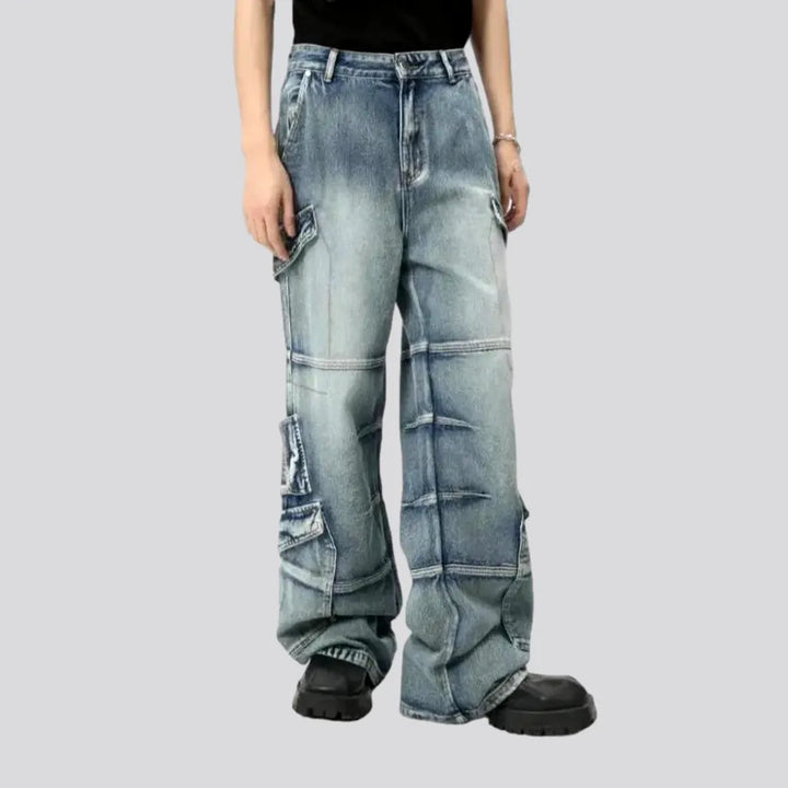 Patchwork-stitching baggy jeans | Jeans4you.shop
