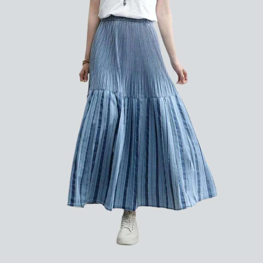 Pleated light blue denim skirt | Jeans4you.shop