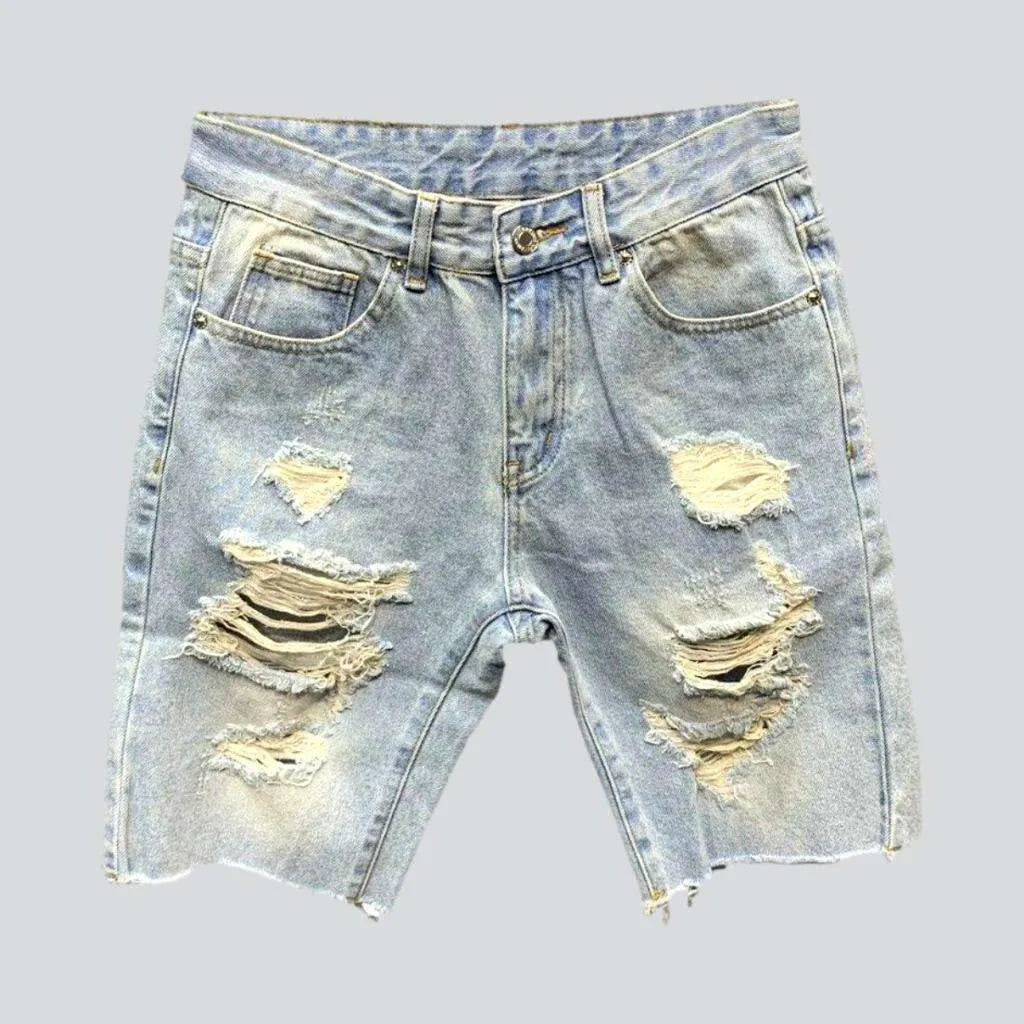 Raw hem distressed denim shorts | Jeans4you.shop