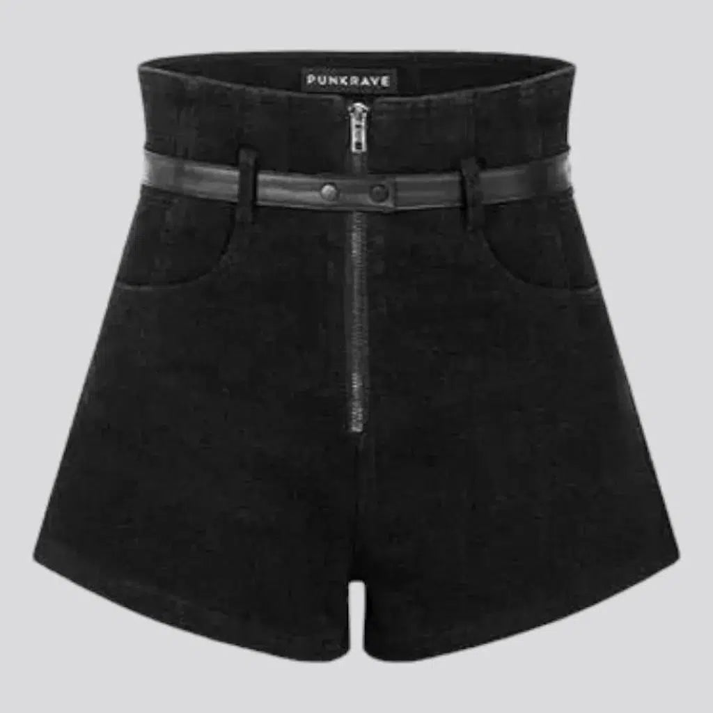 Ultra-high-waist denim shorts
 for ladies