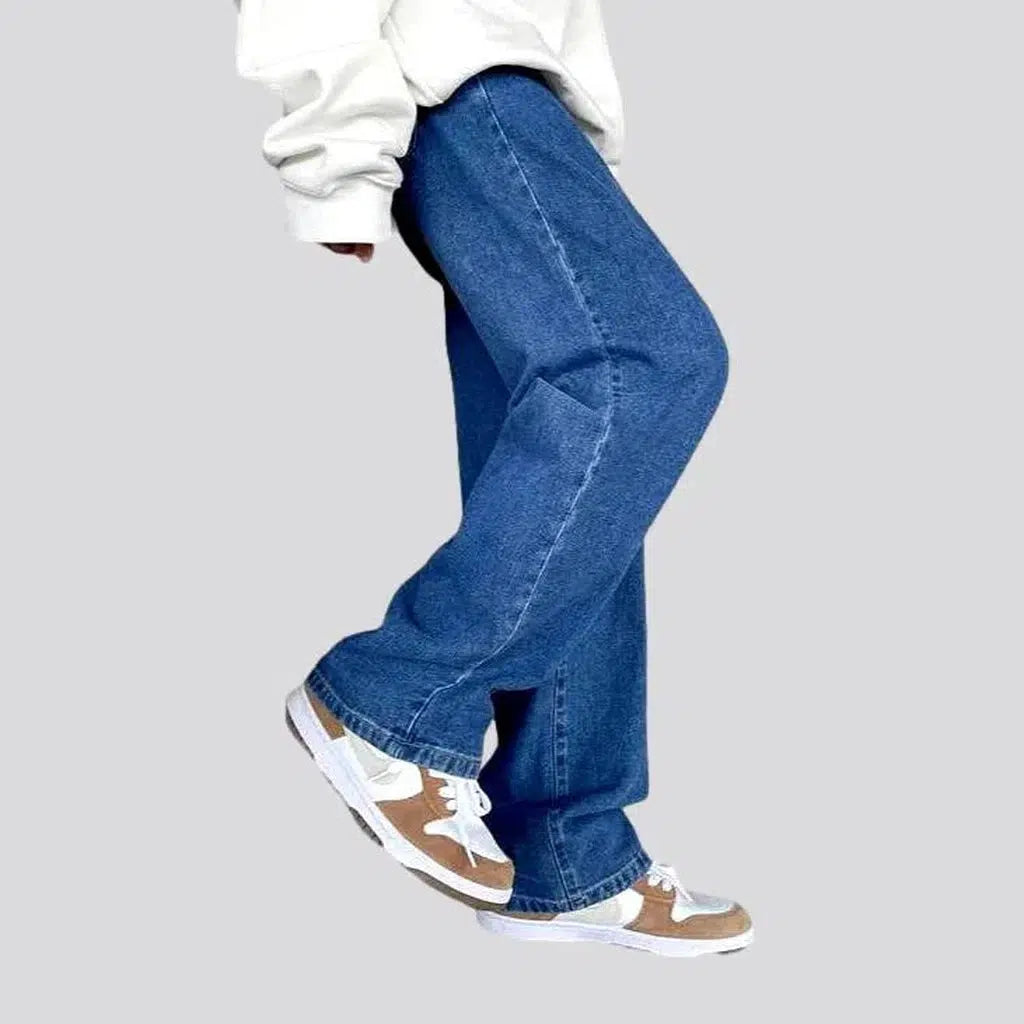 Stonewashed high-waist jeans