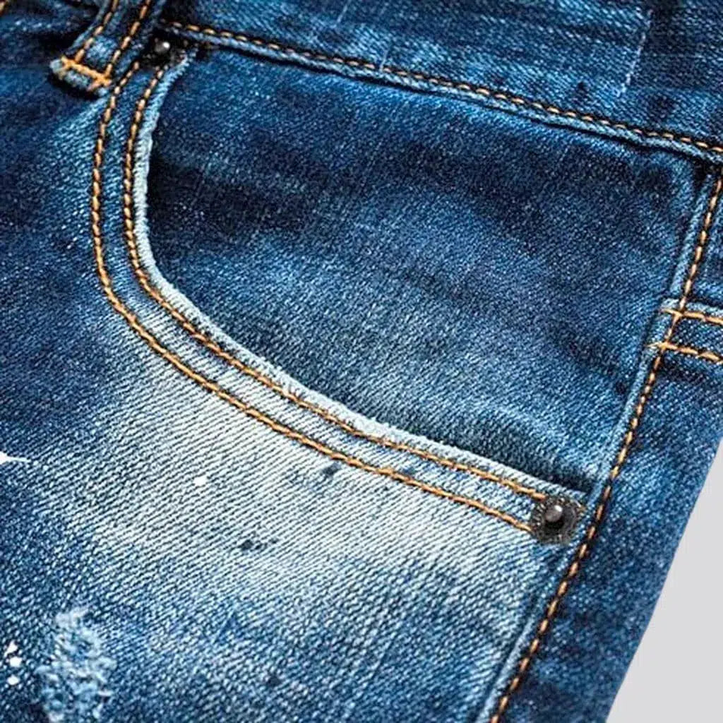 Whiskered paint-splattered jeans
 for men