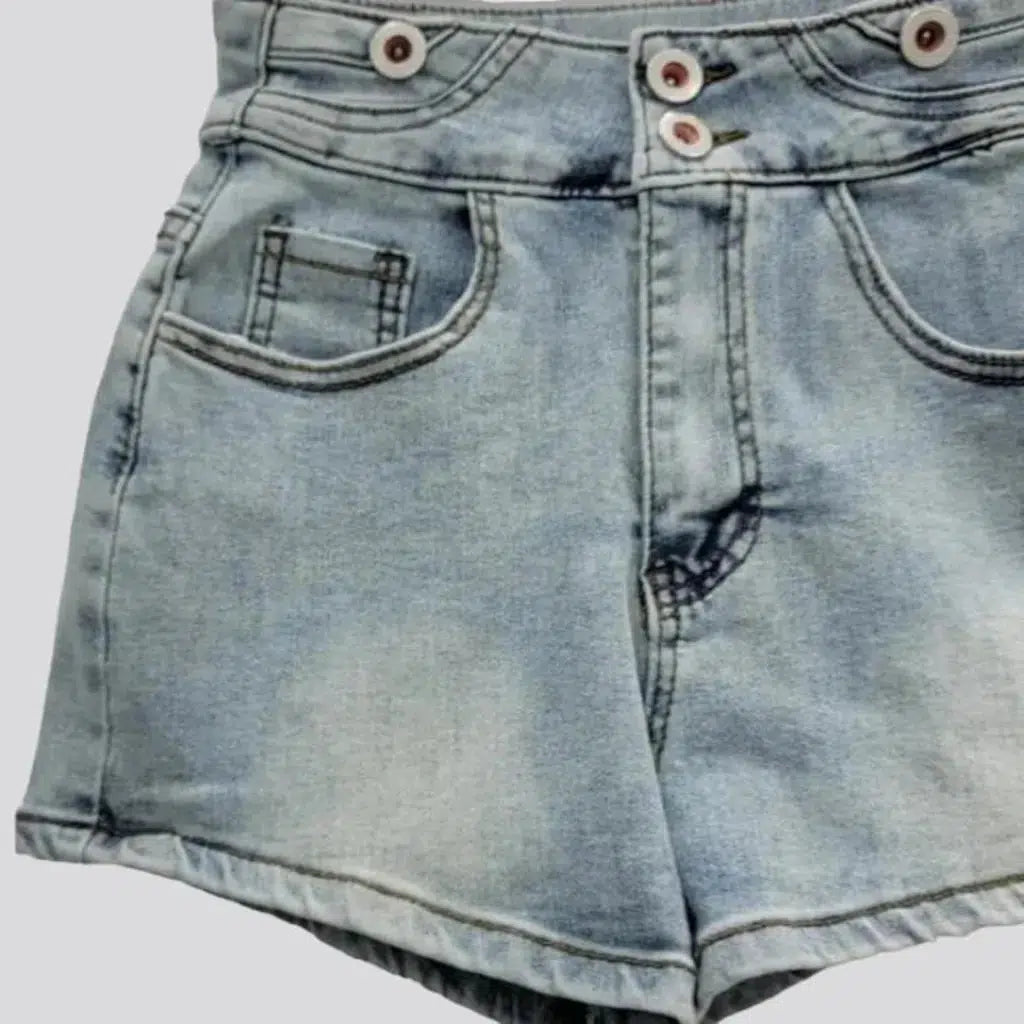 High-waist women's denim shorts
