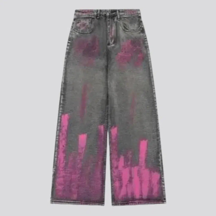 Vintage pink-stains jeans
 for women
