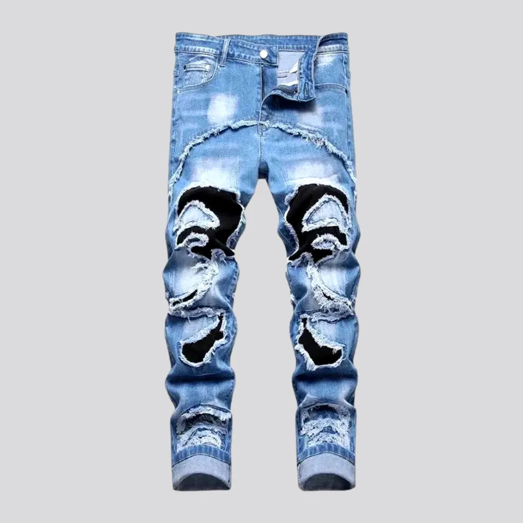 Sanded men's patchwork jeans | Jeans4you.shop