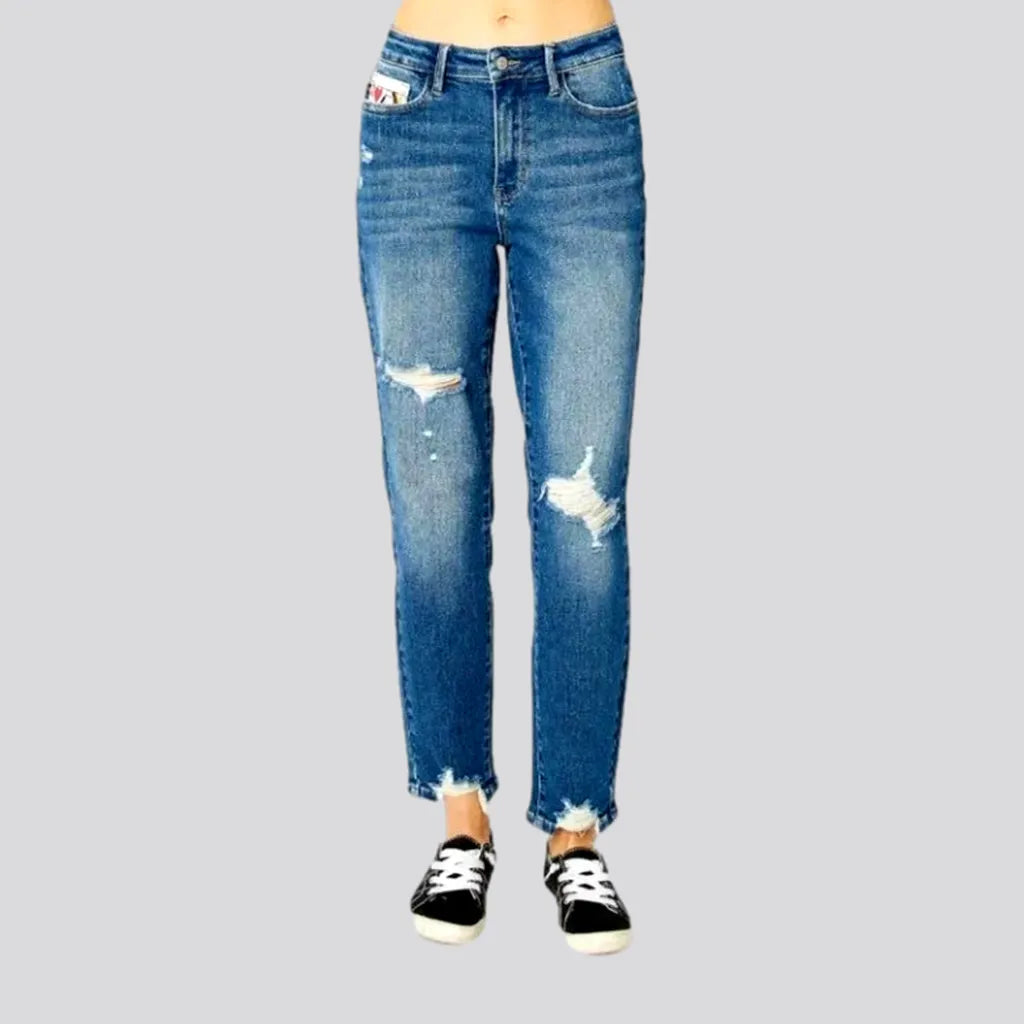 Sanded mom jeans
 for ladies | Jeans4you.shop