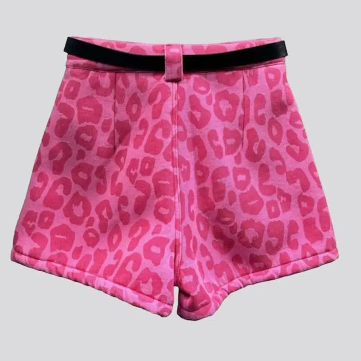 Painted color denim shorts
 for ladies