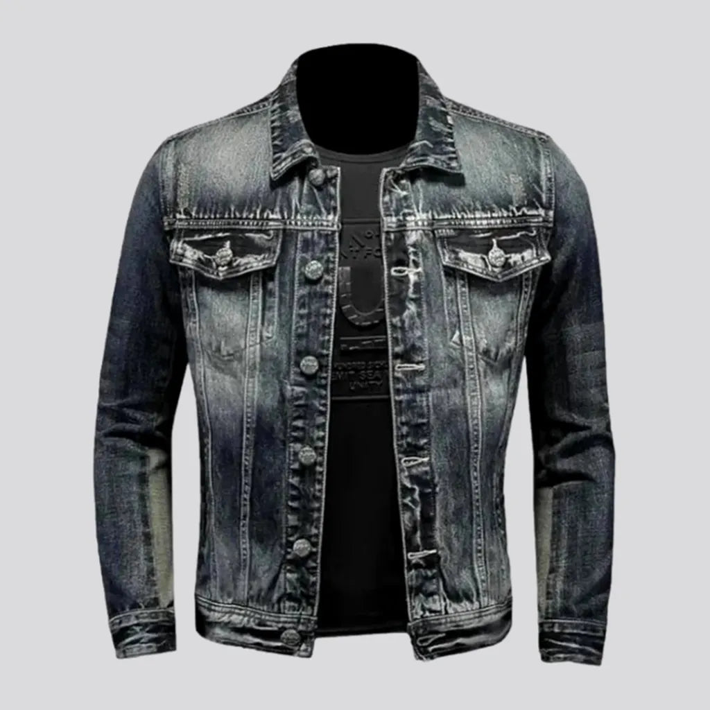 Slim torn men's denim jacket | Jeans4you.shop