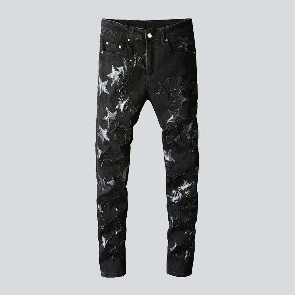 Stars embroidery men's black jeans | Jeans4you.shop