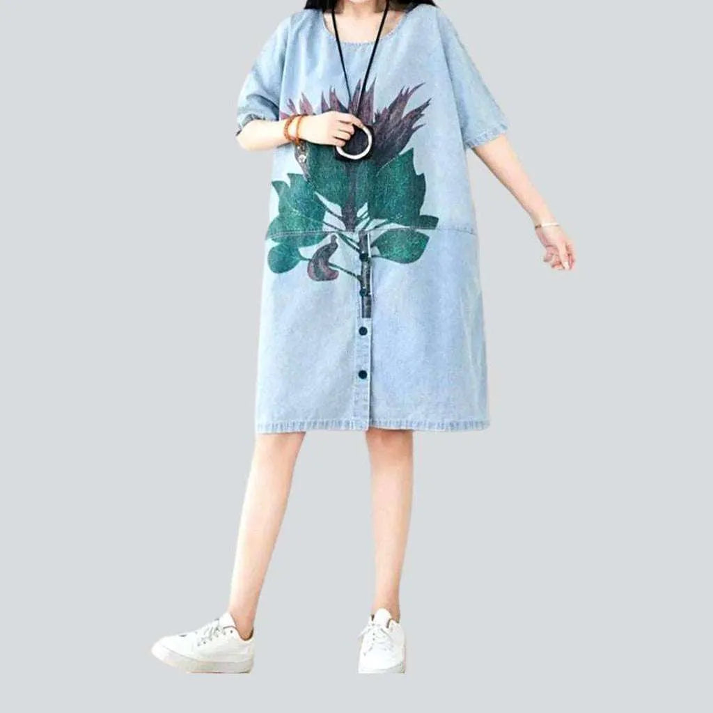 Streetwear flower print denim dress | Jeans4you.shop