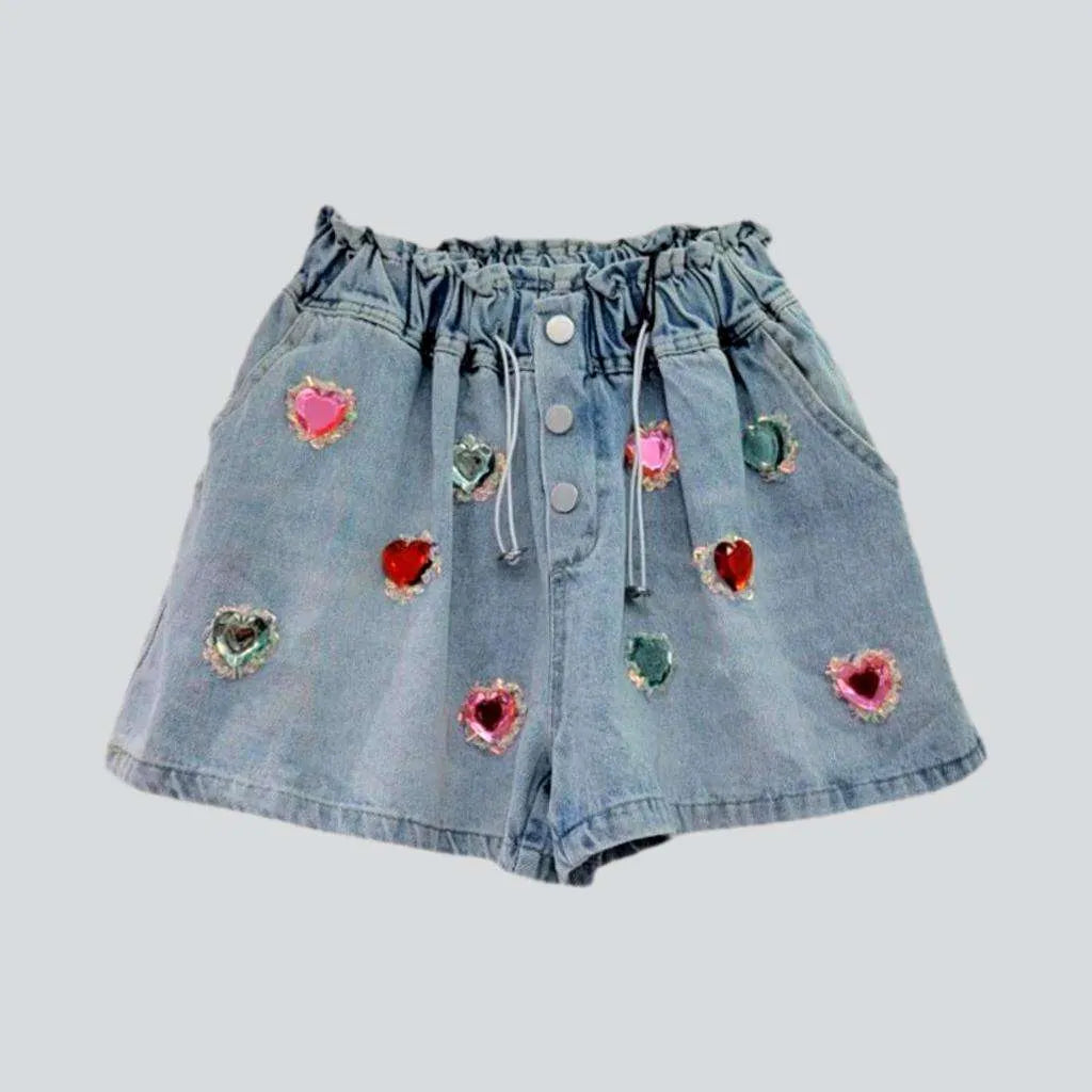 Streetwear women's rhinestone denim shorts | Jeans4you.shop