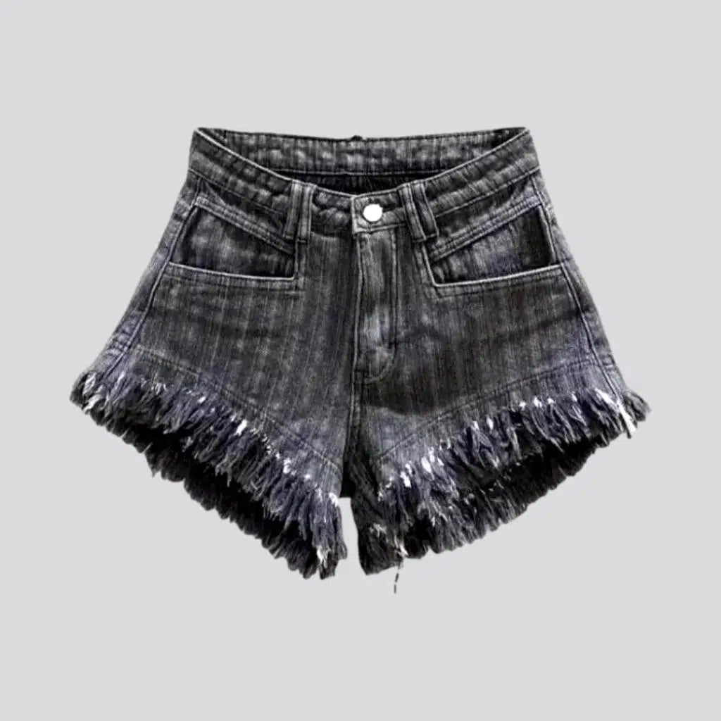 Tassel-hem women's denim shorts | Jeans4you.shop