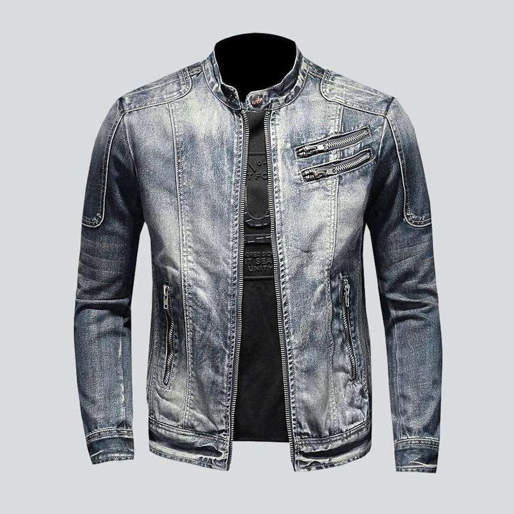Vintage wash biker denim jacket | Jeans4you.shop