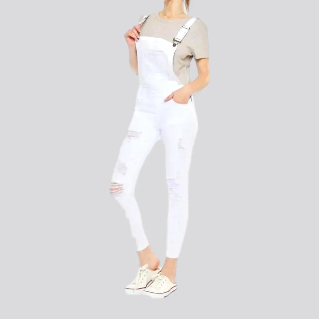 White grunge denim jumpsuit
 for ladies | Jeans4you.shop