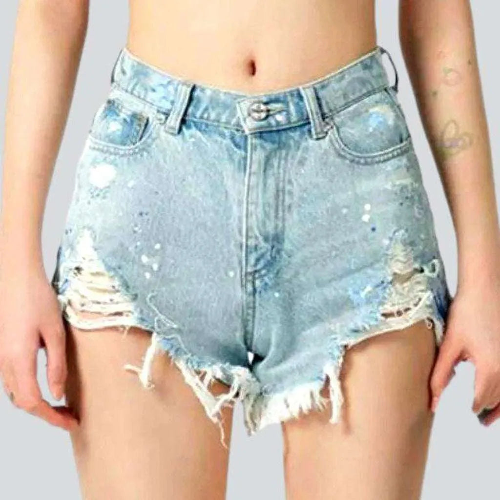 Wide distressed denim shorts | Jeans4you.shop