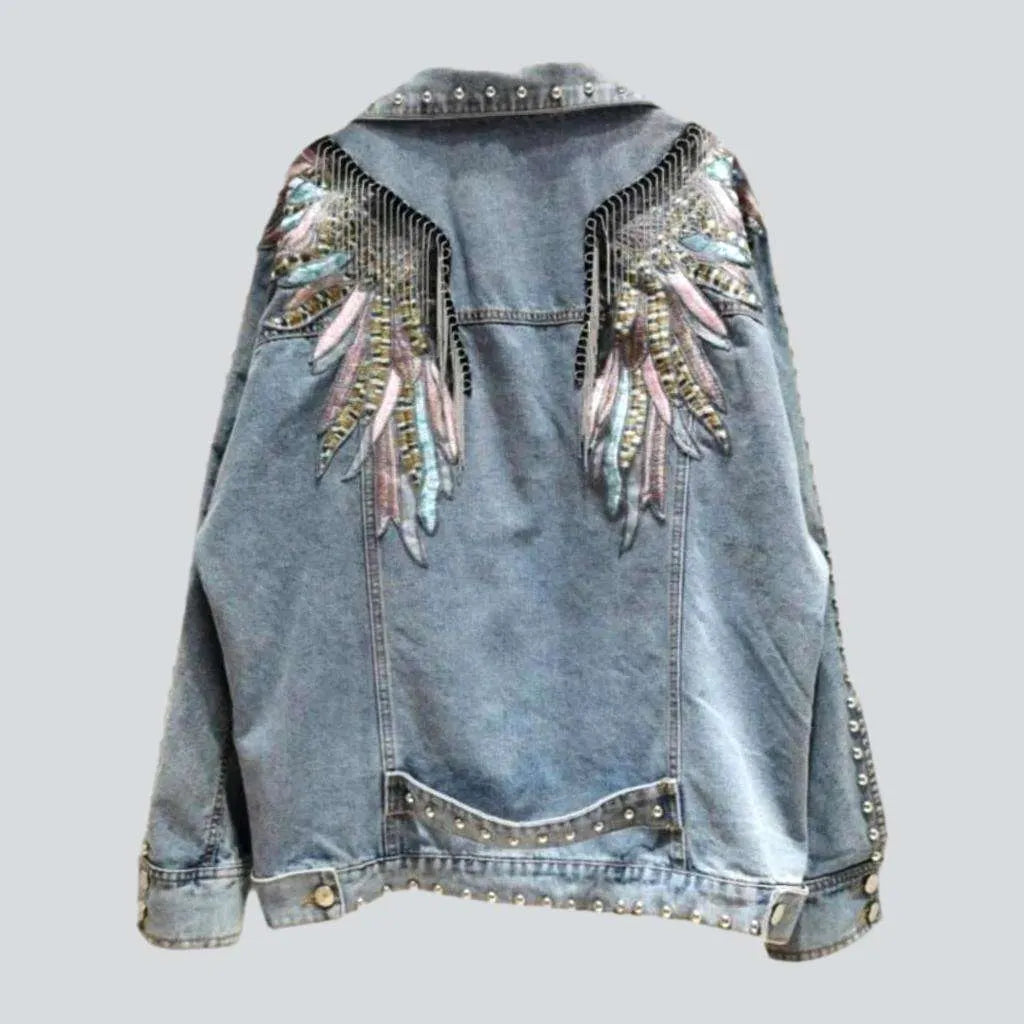 Wings embroidery women's denim jacket | Jeans4you.shop