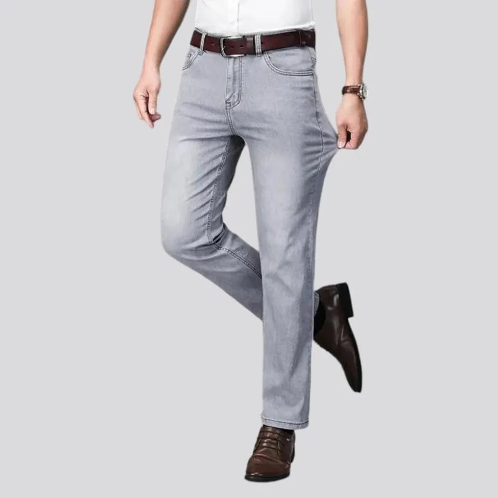 Furrowed tall men's waisted jeans