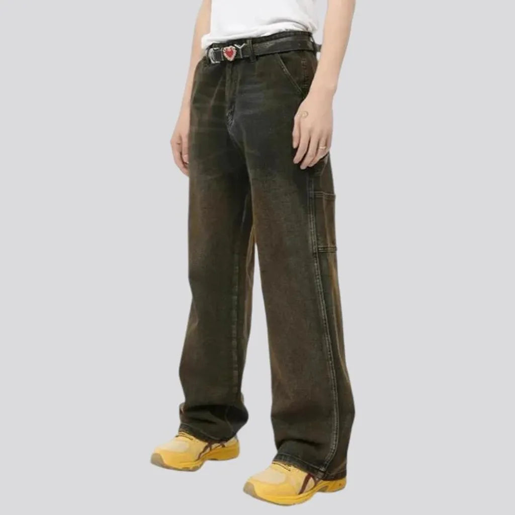 Baggy street style mid rise jeans for men