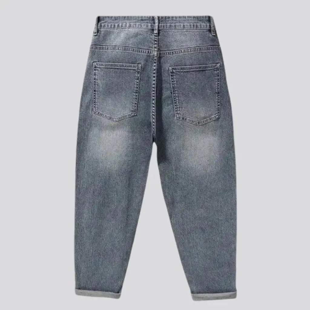 Sanded mid rise street style men's jeans