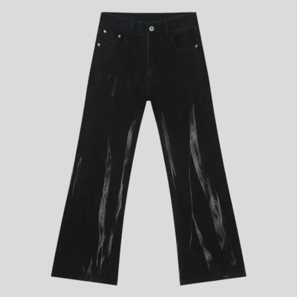 Flared y2k fashion painted baggy men's jeans