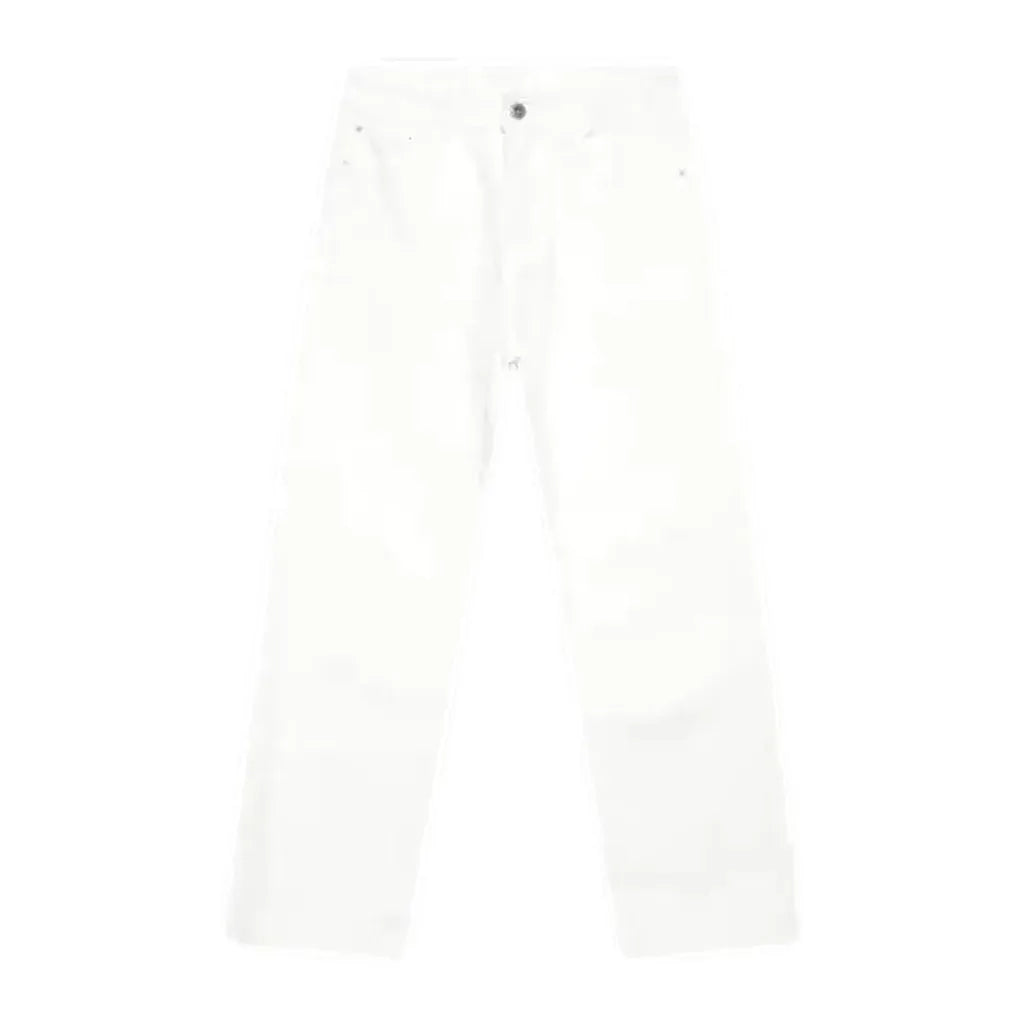 Casual Mid Waist Jeans for Men - White