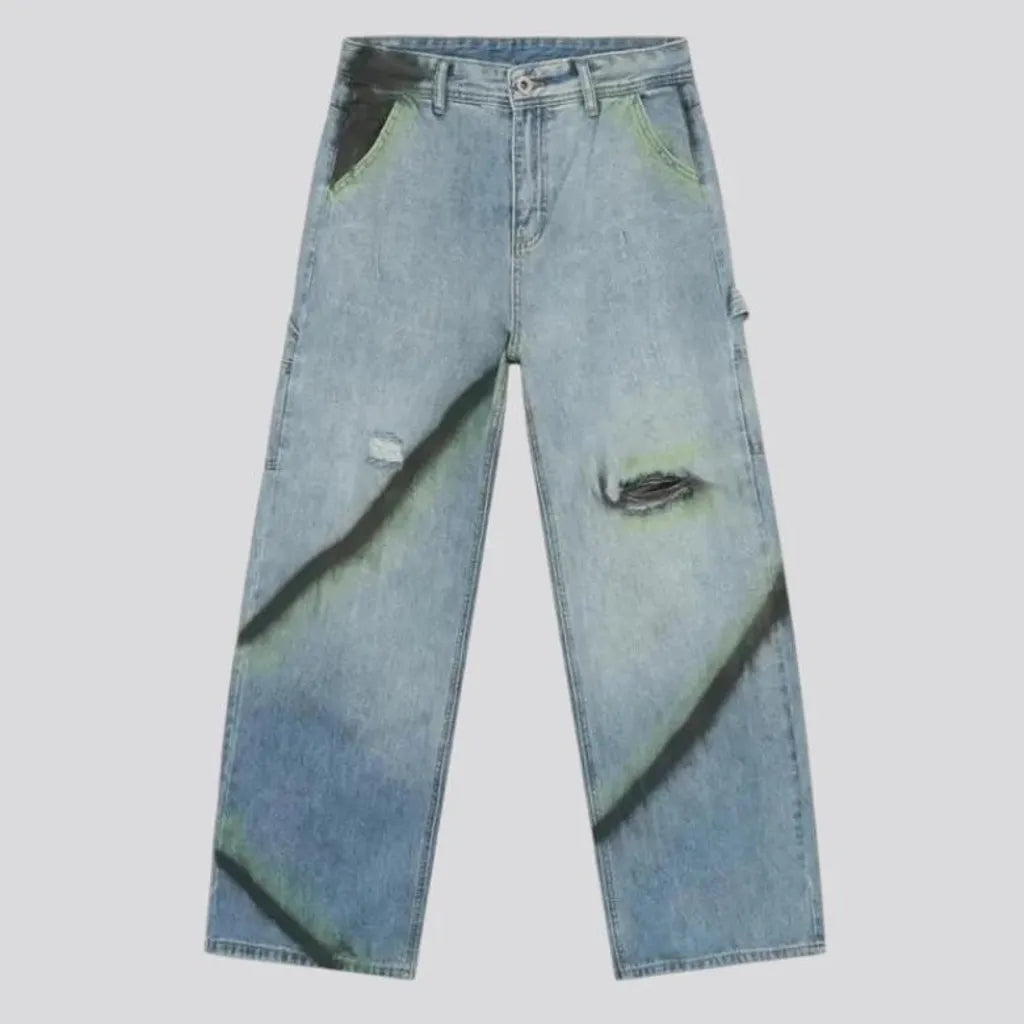 Trendy distressed men's jeans