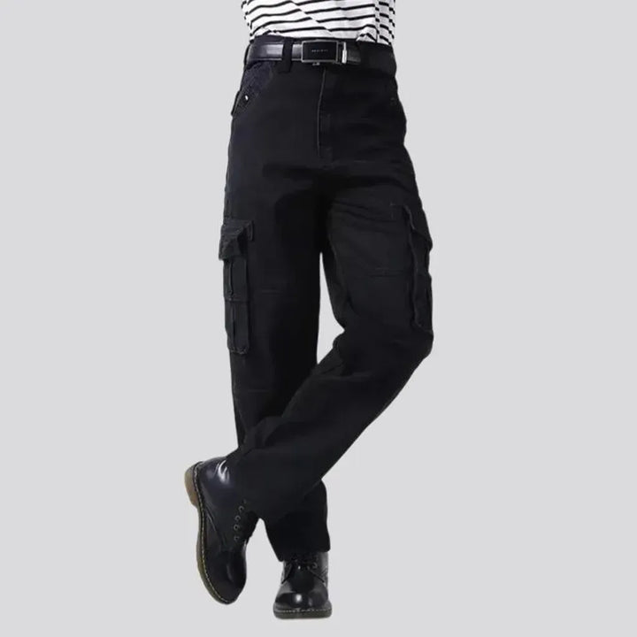 Mid-rise loose-fit cargo workwear men's jean pants