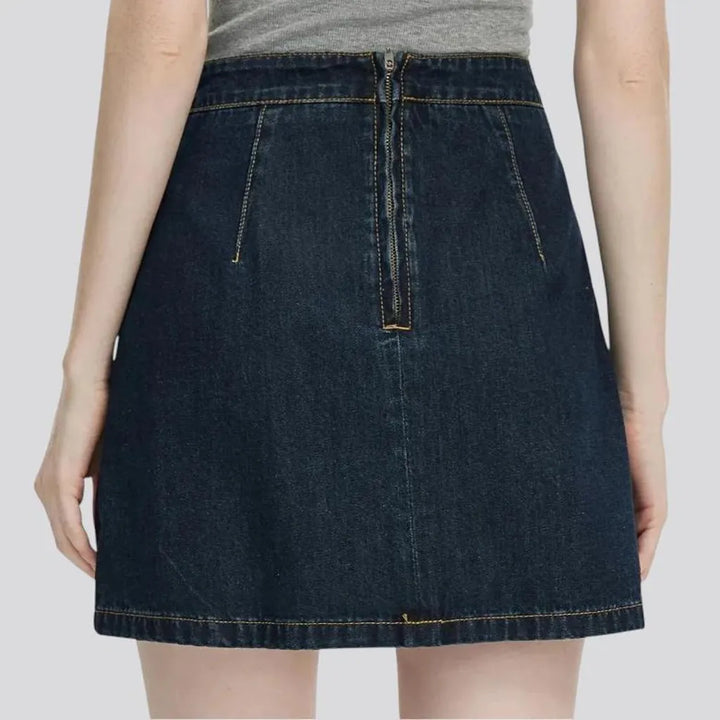 Dark denim casual high-rise jeans skirt