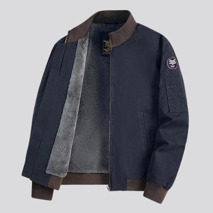 Casual style men's jean bomber jacket