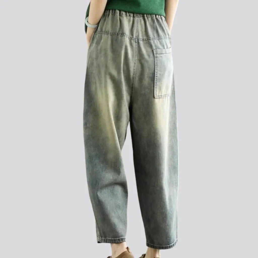 High-waist sanded jean pants
 for ladies