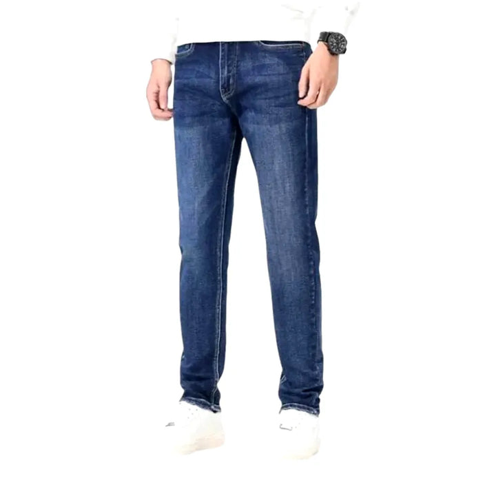 Stretchable Mid-waist Men's Jeans - Dark Blue