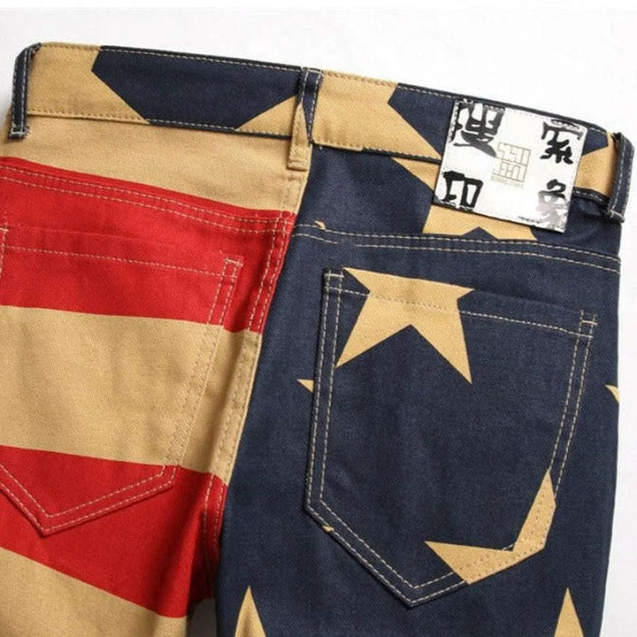 American flag painted men's jeans