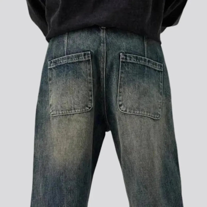 Fashionable baggy fit men's jeans