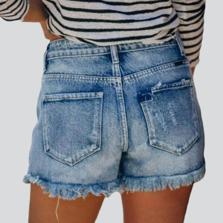 Distressed summer women's jeans shorts
