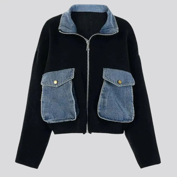 Oversized boho style jean cardigan for ladies