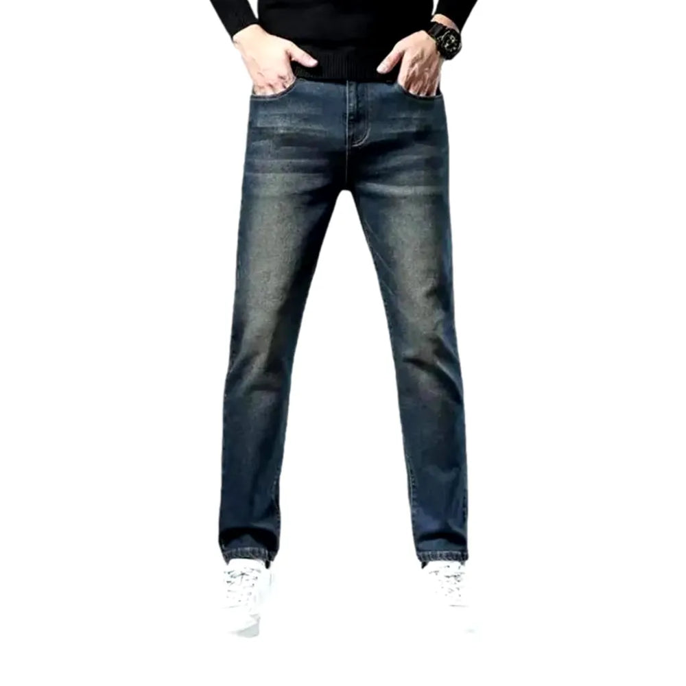 Sleek Slim Fit Retro Men's Jeans - Dark Blue