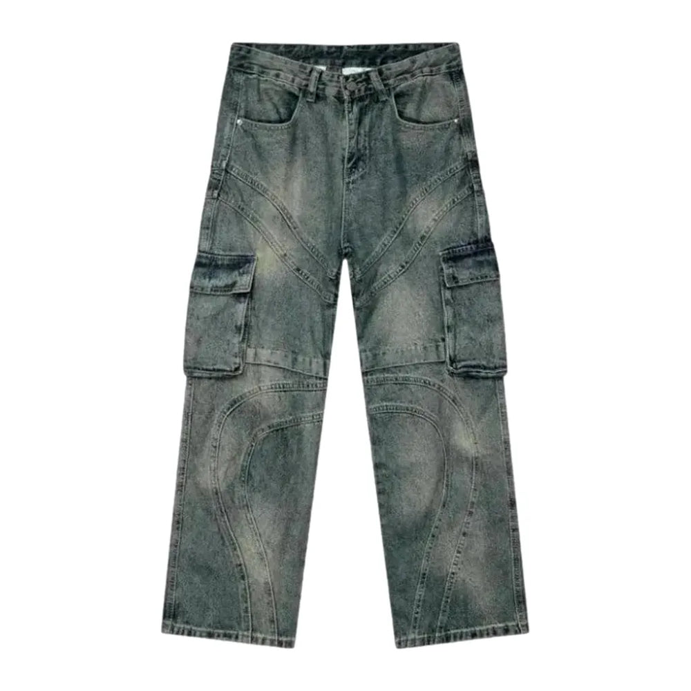 Sanded Vintage Style Jeans for Men - Blue