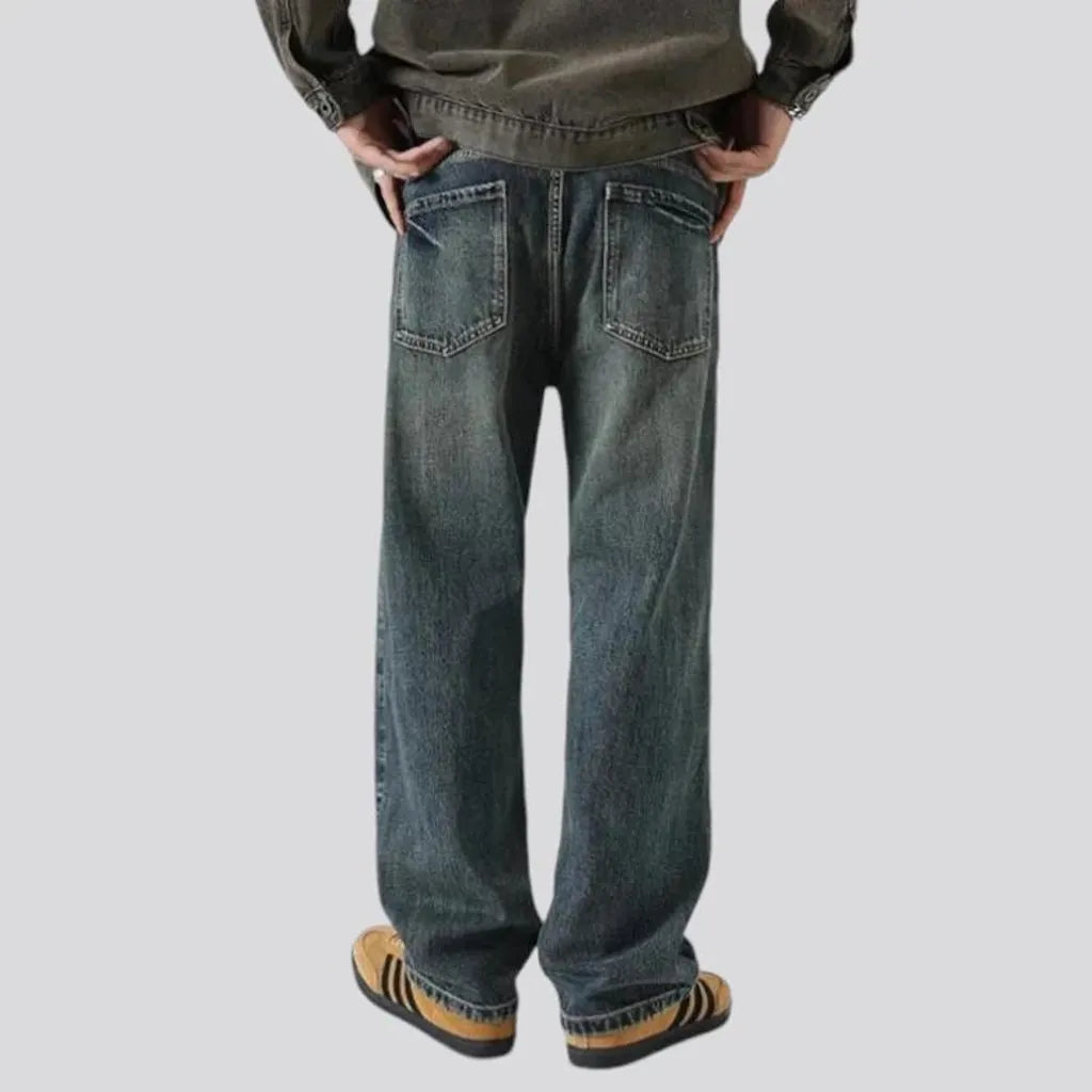 Mid rise straight fit fashion jeans for men