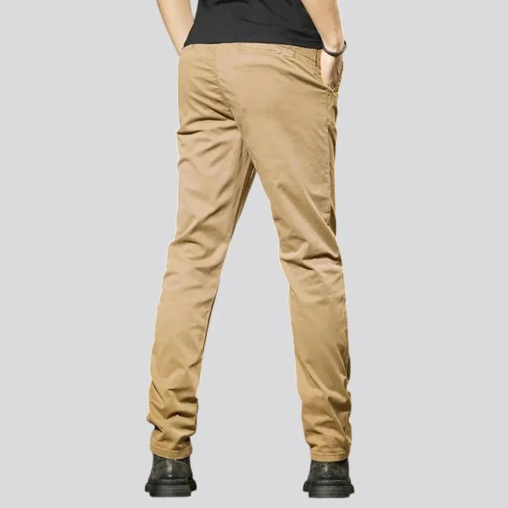 Stretchable mid rise men's denim chinos jeans